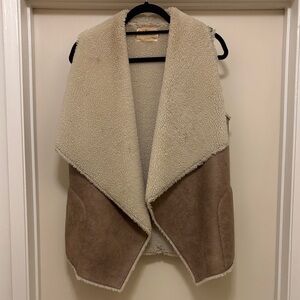 Velvet by Graham & Spencer Shearling Vest in Tan and Cream.
